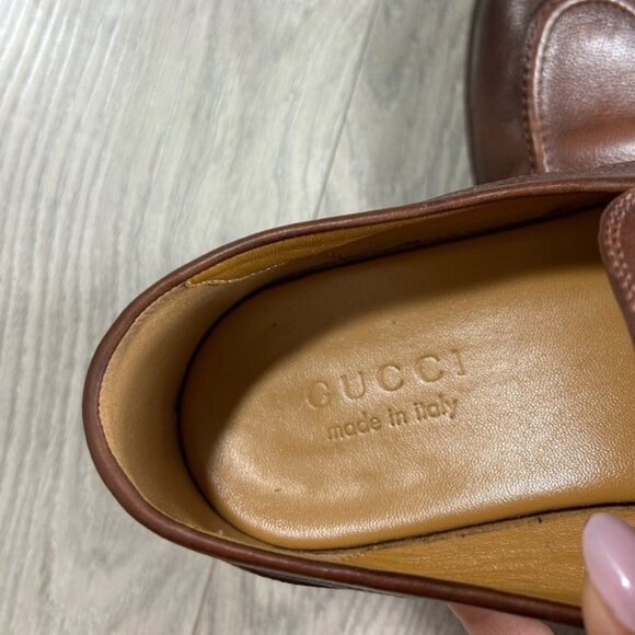 Gucci Brown Leather Horsebit Loafers - Picture 9 of 10